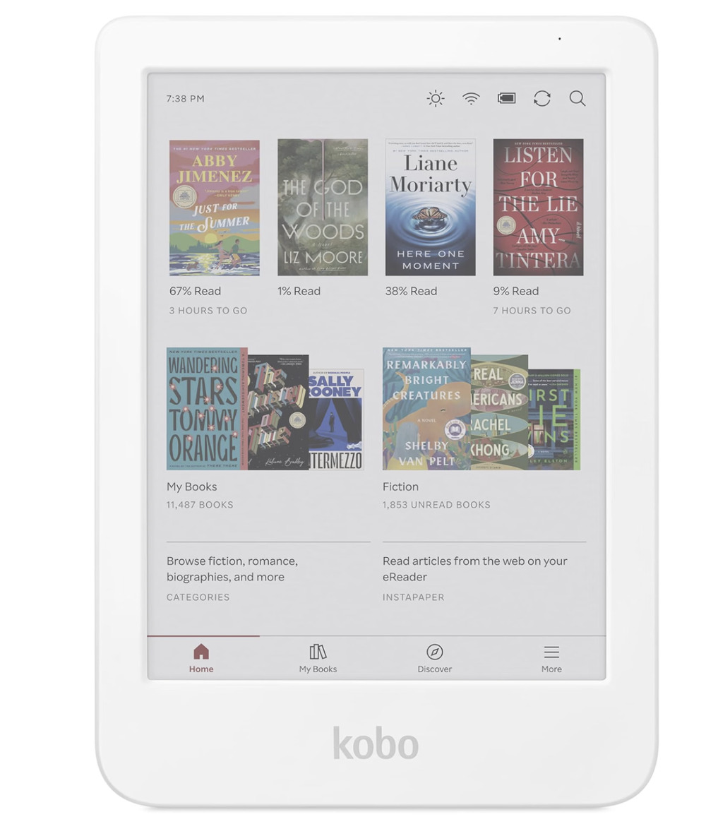 White Kobo Clara Colour eReader 6" E Ink Kaleido 3 Color Waterproof Audiobook 16
